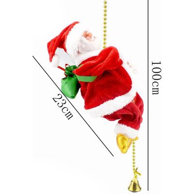 Battery Operated Rope Climbing Santa Claus with Music Christmas Ornament Electric Santa Claus Climbing Rope for Party Home Door