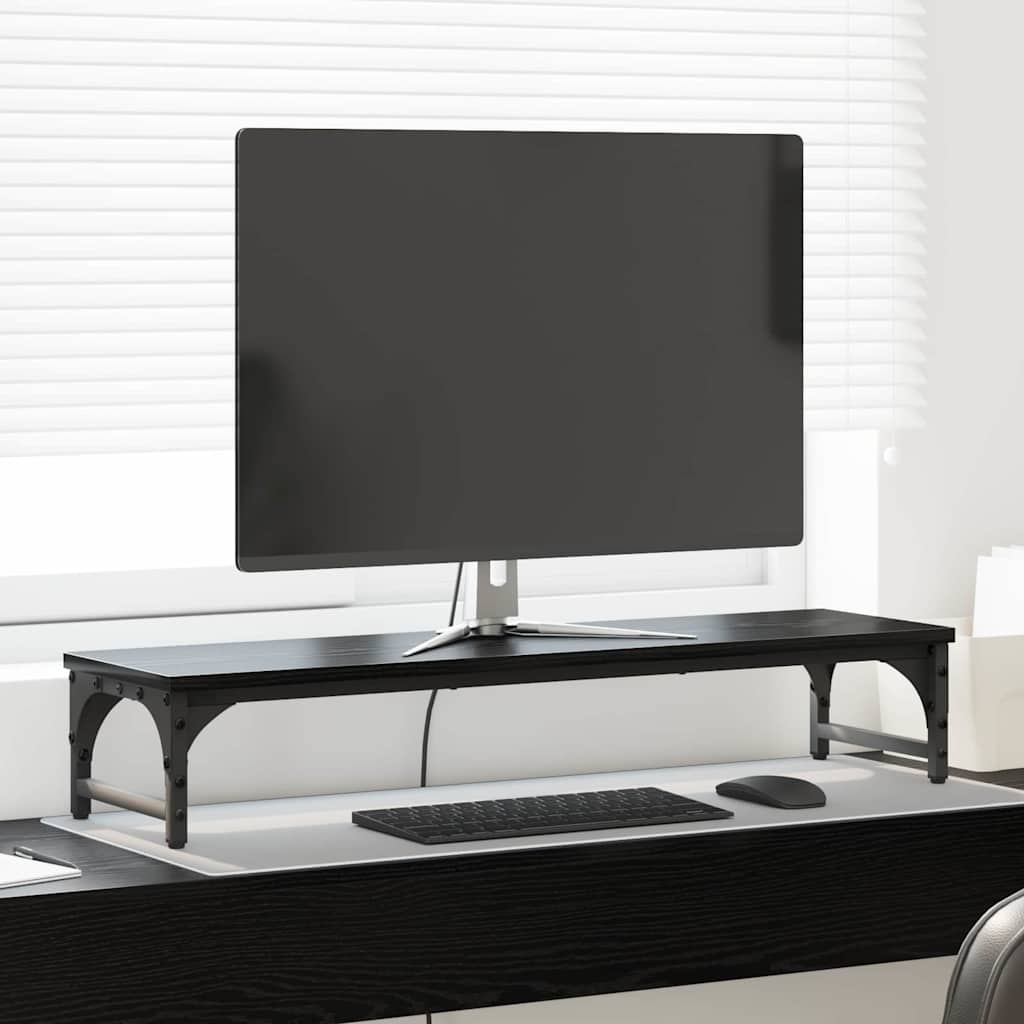 Monitor Stand Black Oak Effect 85 x 23 x 15.5 cm