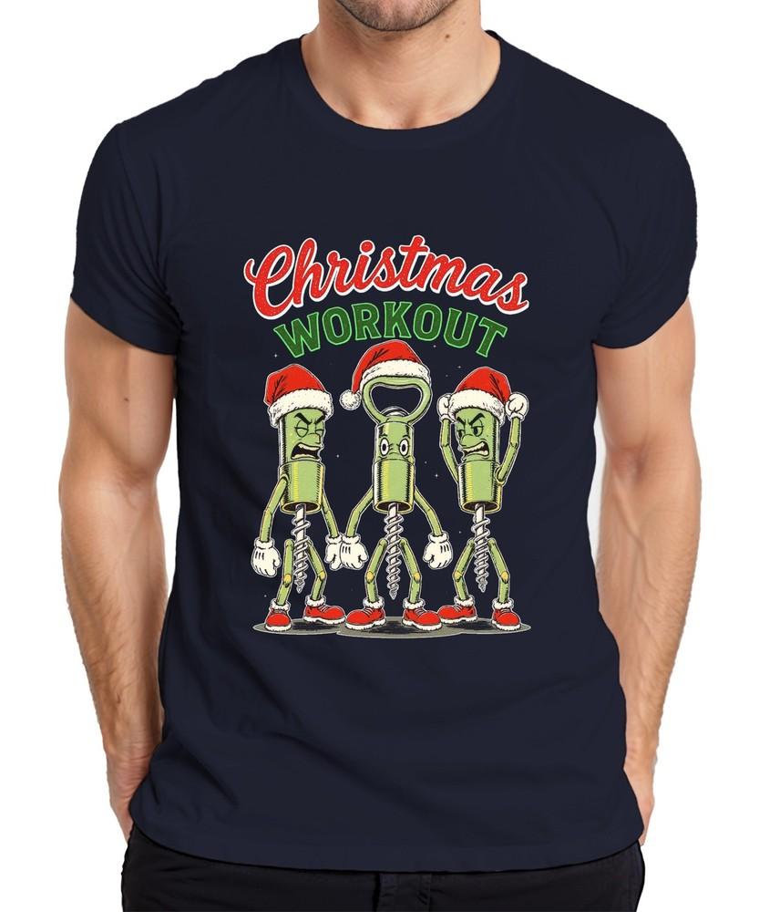Christmas Workout Corkscrew Bottle Opener Wine Xmas Unisexs TShirt S