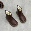 Johnature Genuine Leather Warm Cotton Boots Thick Soled Comfortable Side Zipper Women's Short Boots
