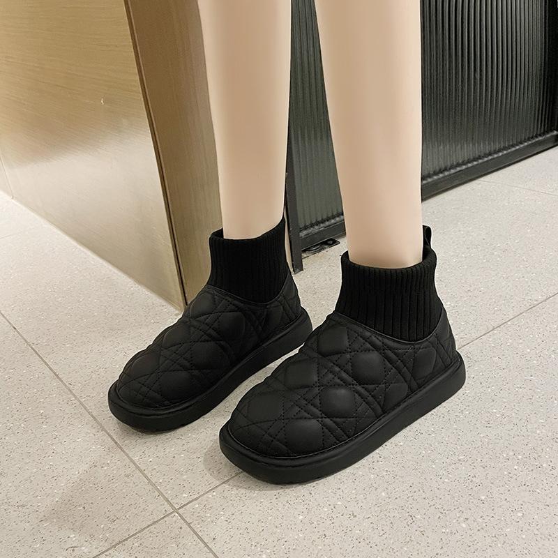 

Snow boots women s winter 2024 new velvet thickened warm cotton shoes short cotton boots waterproof soft-soled bread shoes 40 чорний