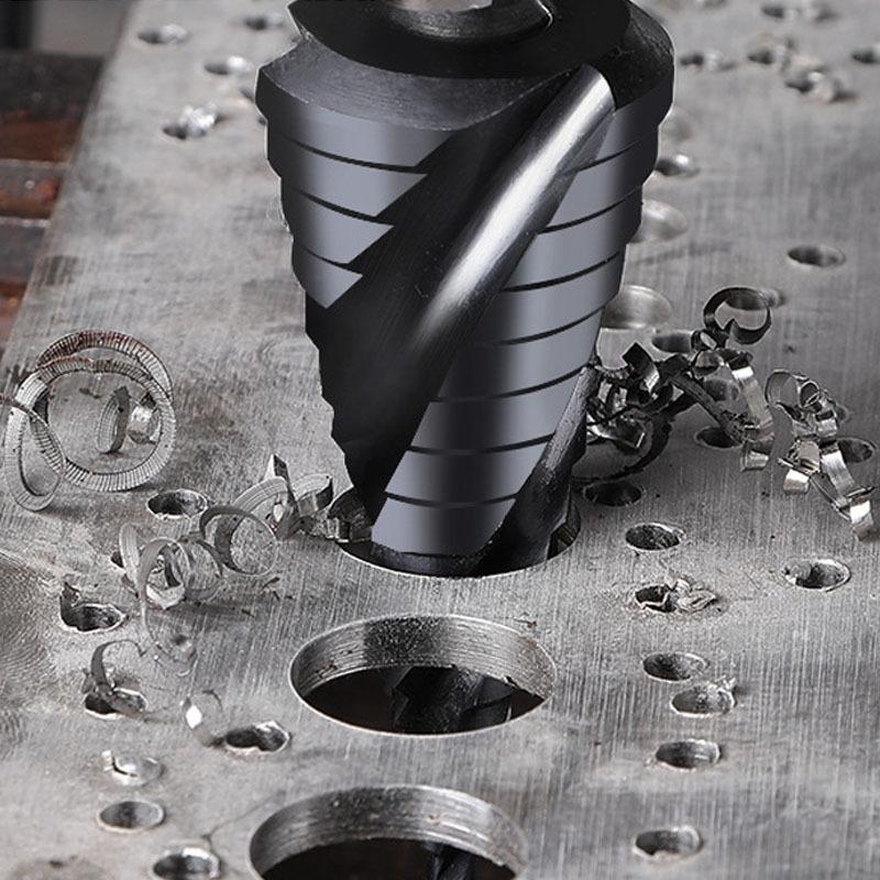 Steel Step Drill Bit Straight Groove High Speed Metal Drill Bit Conical Hex Shank Hole Metal Tower Drill Hole Tool Set