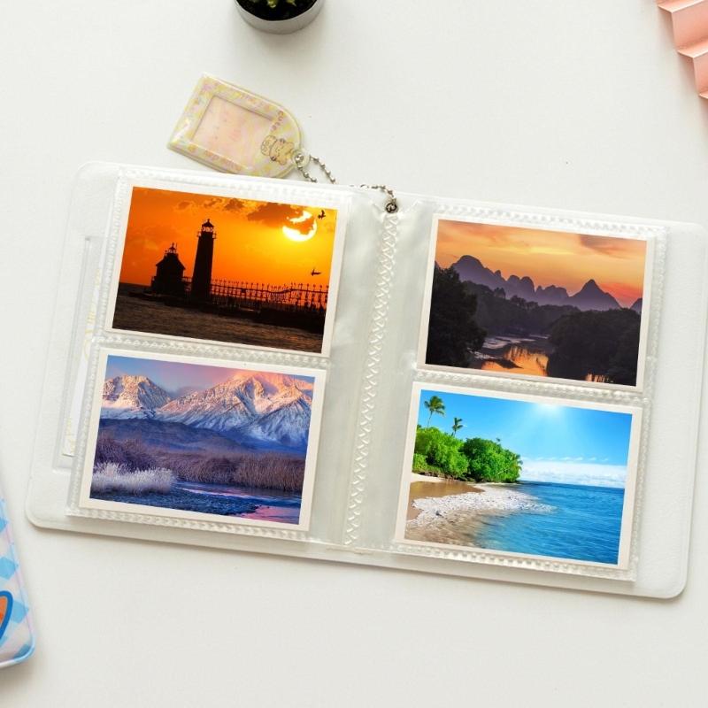 Mini Photo Album 3 inch 36 Sheets Hollow Heart Mini Card Organizer Bag for Children Girls Boys Holiday Birthday Gift