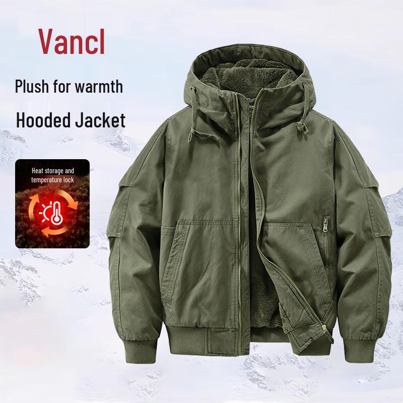 Vancl Men s Fleece Lined Casual Hooded Jacket L