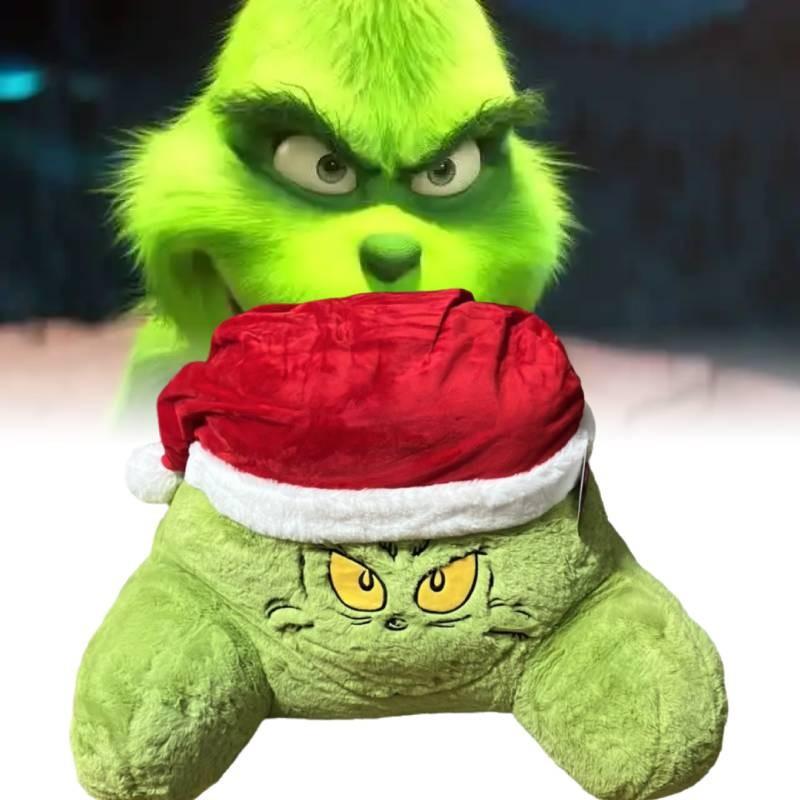 Cozy Plush Green Monster Grinch Pillow Christmas Holiday Decorative Cushion For Home Use