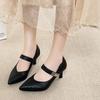 Fashion Temperament Women's Shoes Pointed Shallow Top Single Shoe Fashionable and Versatile Metal Decoration Fine Heel Women's Shoes