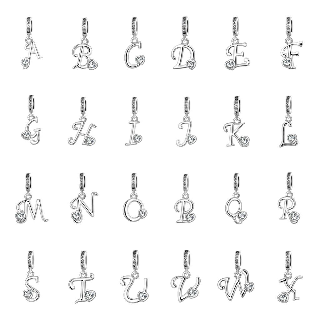 New Exquisite A-Z Letter Pendant Diy Beam Charm Fine Fit Europeanpure Copper Bracelet Jewelry Accessories