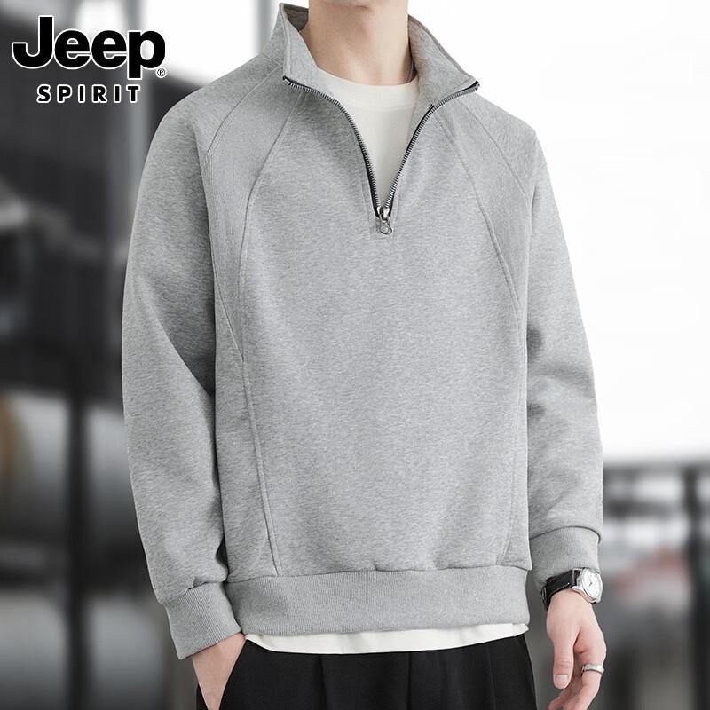 JEEP SPIRIT Men s American Style Half-Zip Stand Collar Pullover XL