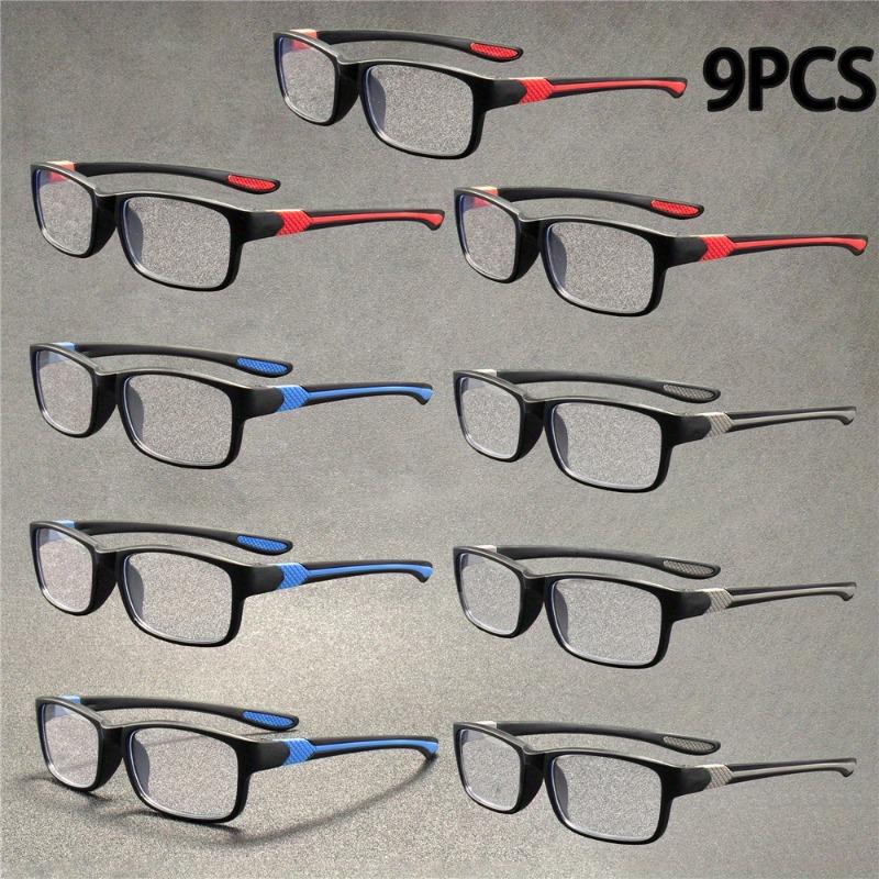 

9PCS New Y2K Women Retro Square Glasses Frame Glass Eyewear Decorative Computer Reading Anti-blue Eyeglasses +200