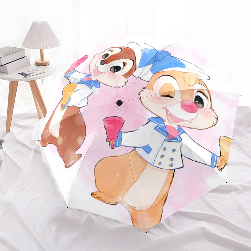 1pc Chip 'n' Dale's Jingle Bell Adventure Pattern Umbrella, Fashionable, Personalized, High-Value Folding Umbrella, a Must-Have for Summer,