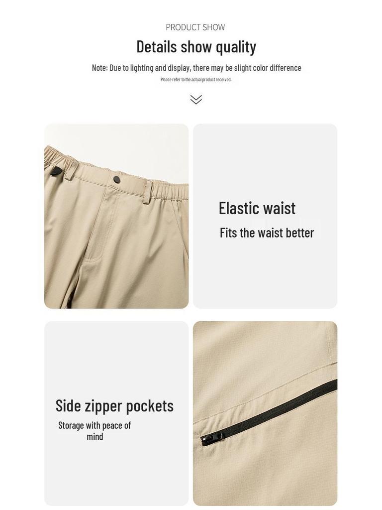 Plus Size Quick-Dry Antibacterial Casual Cargo Pants: Breathable, High Elasticity, Straight-Leg for Summer