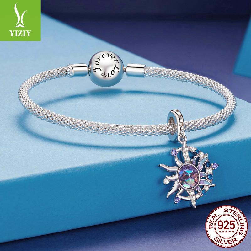 Vintage Magic Sun Moon Diy Pendant Accessories, Jewelry S925 Sterling Silver Bracelet Beaded