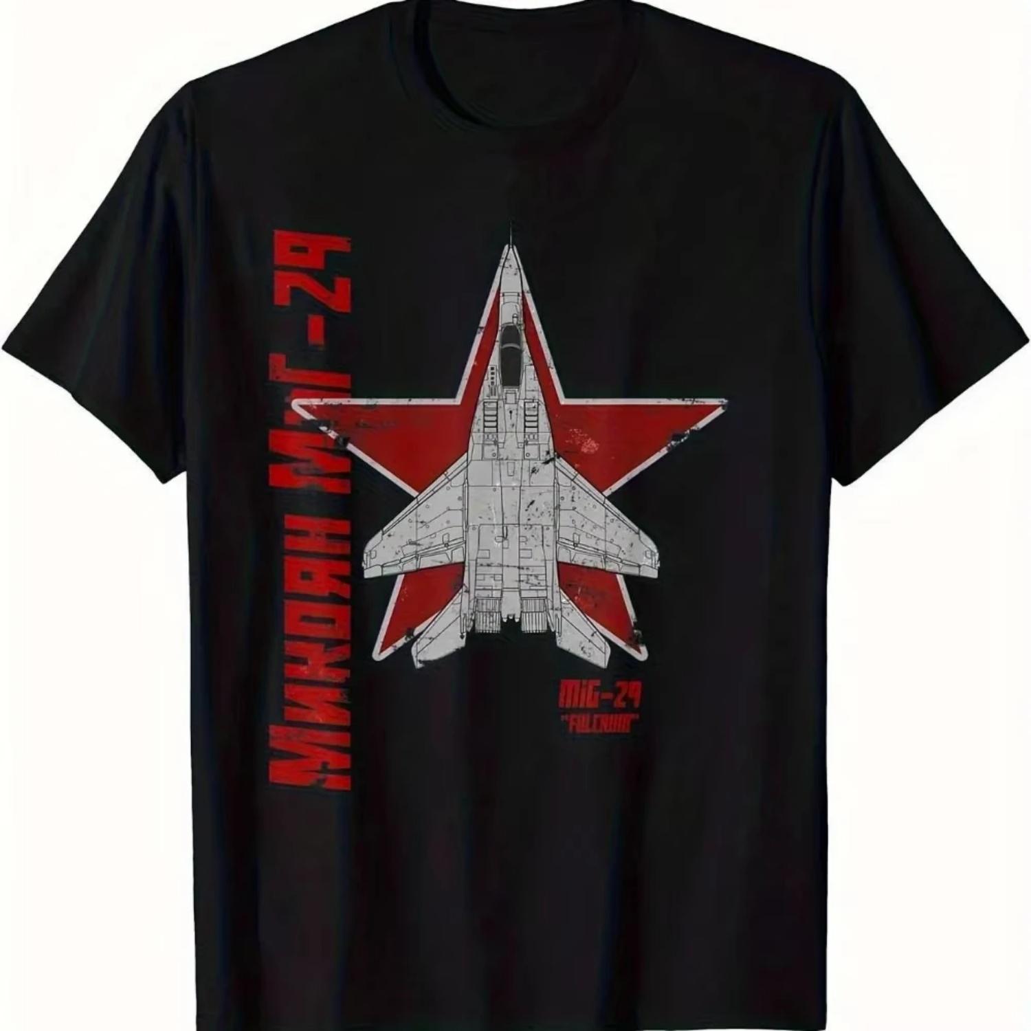 

Summer Cotton O-Neck Short Sleeve Mens T Shirt New Vintage Cyrillic Soviet Cold War Mig 29 Fulcrum Jet Fighter T-Shirt Outfits S чёрный