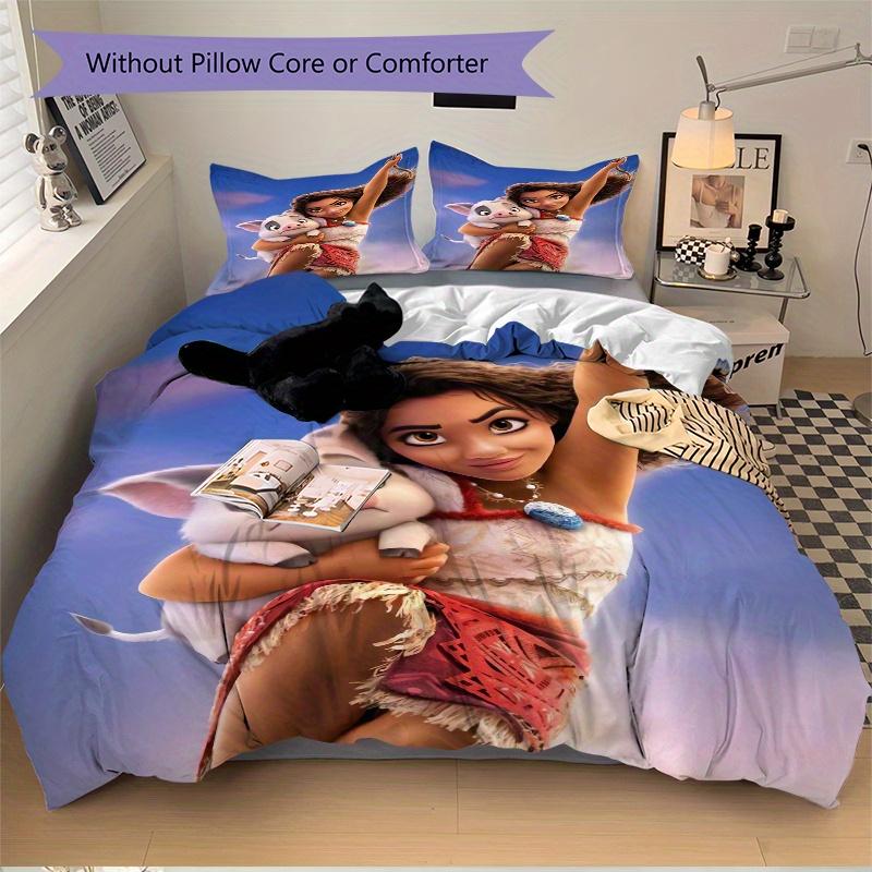 3pcs Moana's Adventure Printed Quilt Set Soft and Comfortable Quilt Cover for Bedroom, Guest Room Q069