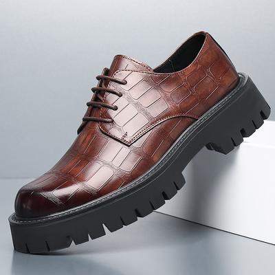 Suola Spessa Rialzo Casual Vera Pelle Uomo Scarpe da Lavoro Basse Testa Larga Stivaletti Corti Piattaforma Tacco Medio Scarpe da Designer Uomo