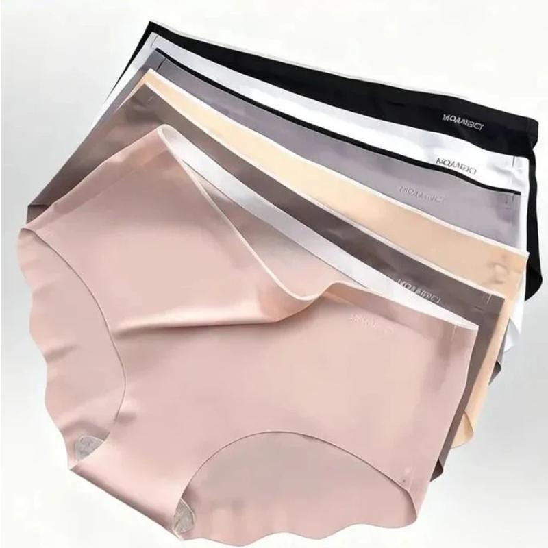 Seamless Women's Underwear Ice Silk Summer Thin One Piece Mid Waist Lifting Buttocks Antibacterial Breathable Sports Fitness
