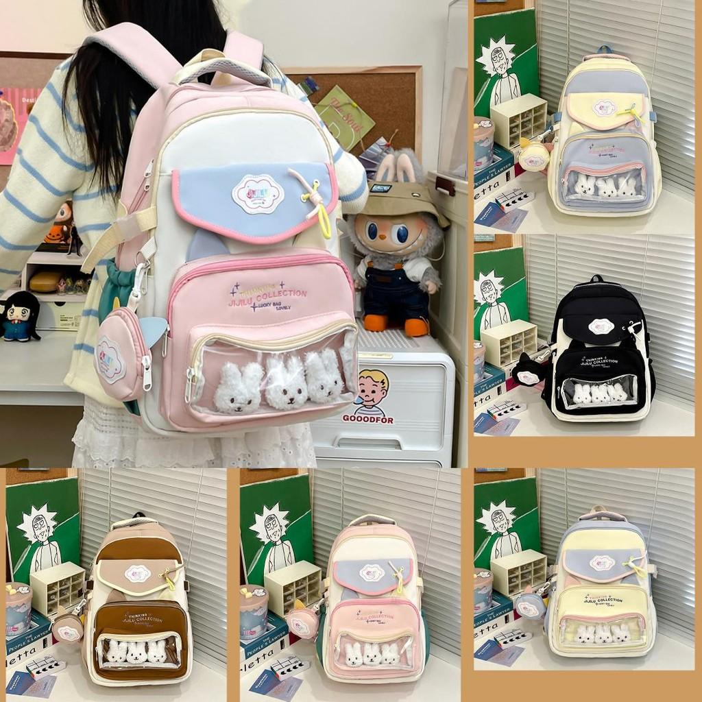 Street Nylon Fashion Backpack Color Block Design With Laptop Compartment Gift