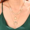 Accessories Fashion Trend Crescent Moon Pendant Necklace Creative Round Brand Titanium Steel Multi-Layer Necklace
