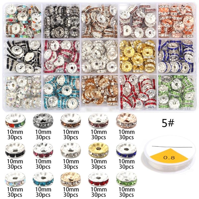 Rhinestones Rondelle Spacer Beads Delicate Rondelle Beads with Sparkling Crystals for Elegant Jewelry Creations