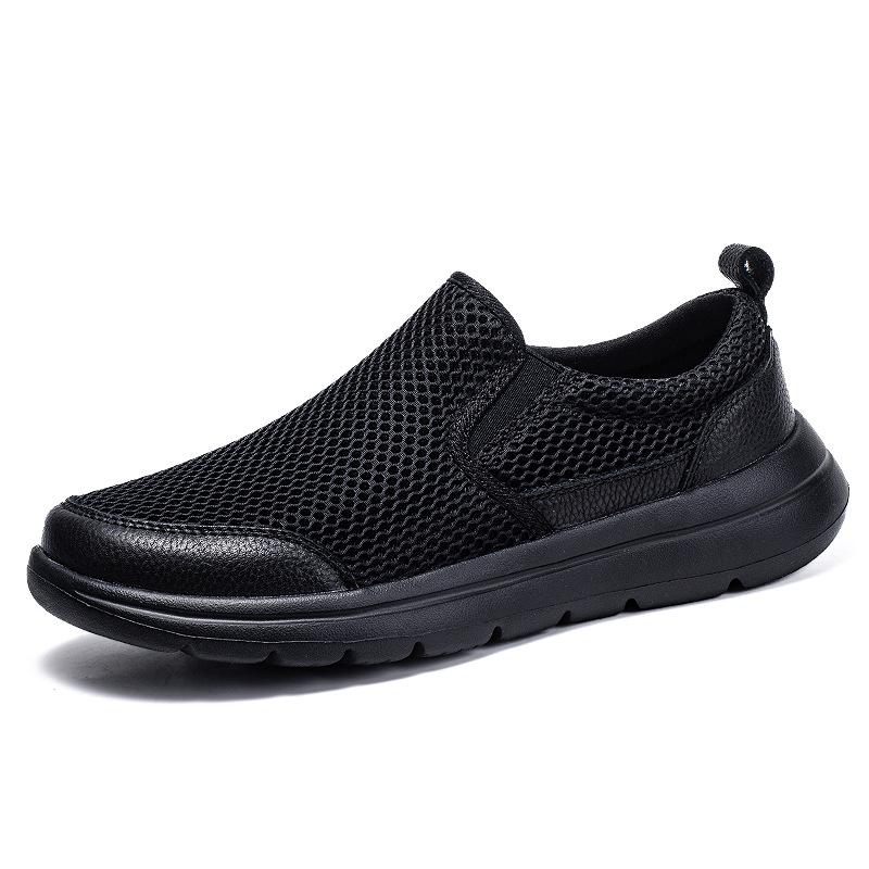 Summer foot cover one pedal lazy shoes pure black work breathable casual shoes lightweight platform sports men's shoes