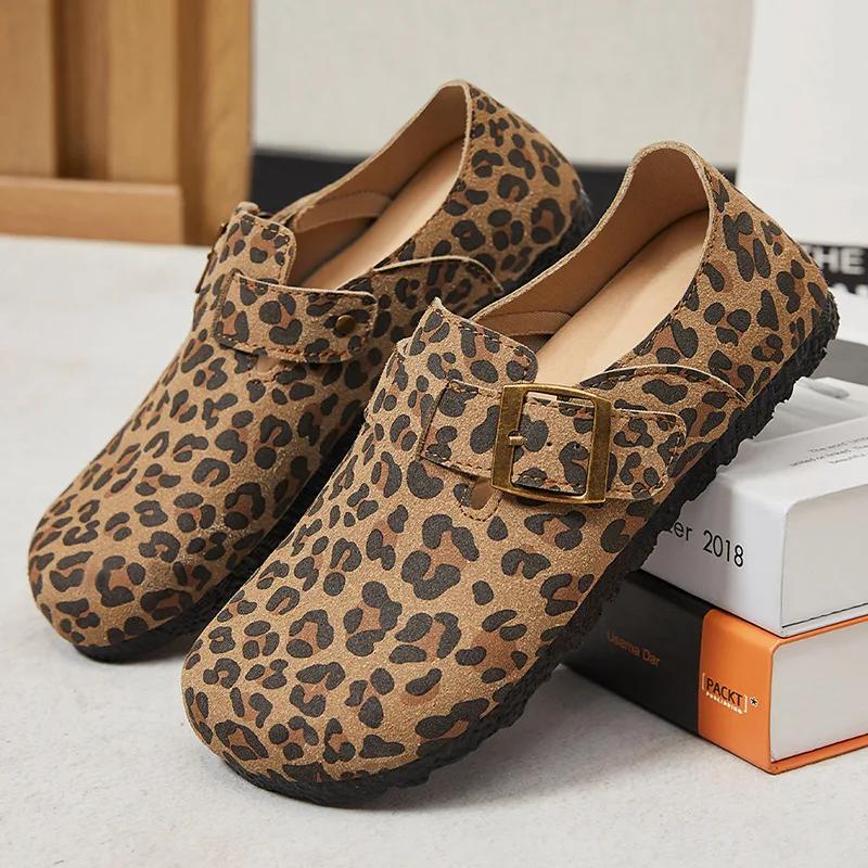 Fashion Women's Spring New Leopard Pattern Fashion Women's Shoes Flat Leather Soft Bottom Single Shoes Women's Casual Shoes