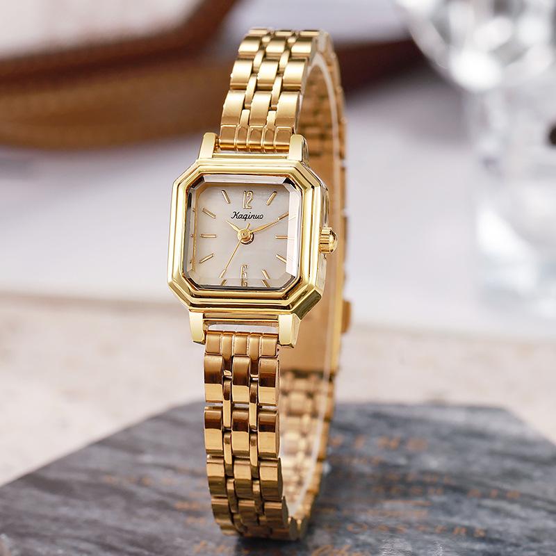 Fashionable Women's Small Square Watch with Mother-of-Pearl Face - Elegant, Light Luxury, and a Student Favorite