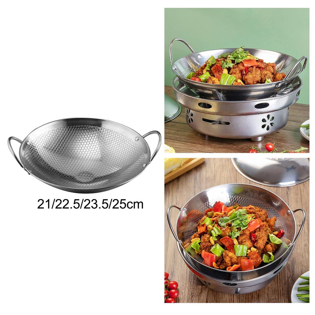Stainless Steel Wok Pan for Home and Restaurant Stir-Frying