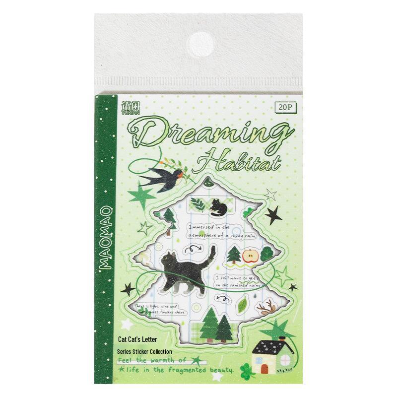 Forest Style Cute Cat PET Film Stickers for Journals and DIY Collage