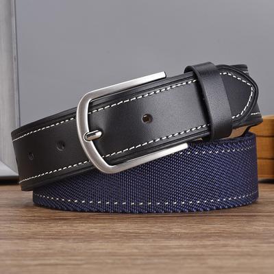 Casual Belt Men'S Splicing Canvas Pin Buckle Elastic Belt Trendy Men'S Belt