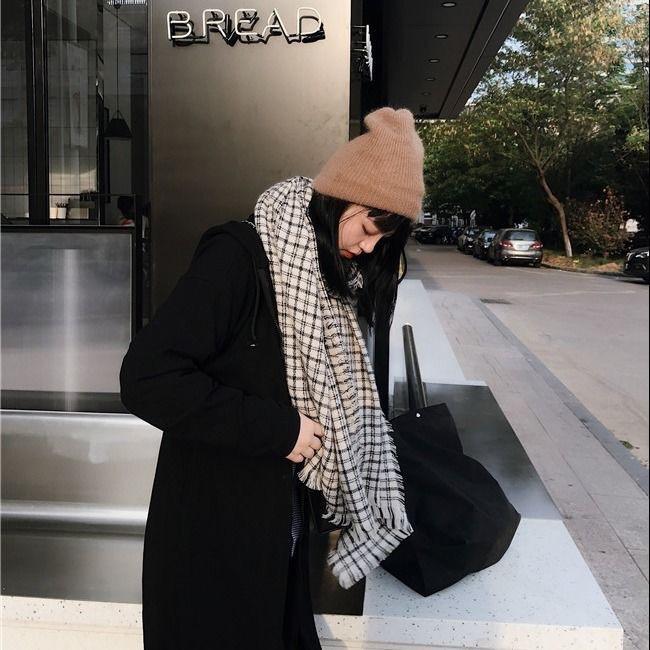 Retro British style imitation cashmere versatile dual-purpose long scarf female autumn and winter warm student couple scarf shawl