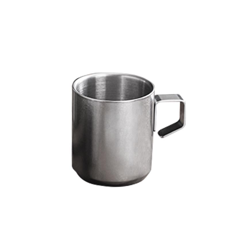 Retro 304 Stainless Steel Double-Layer Insulated Coffee Mug with Handle and Custom Pattern