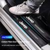 Car Threshold Strip Anti Stepping Carbon Fiber Protective Sticker For Wrangler JL Renegade Grand Compass Gladiator Cherokee