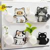 Decorative Metal Surface Ornament Cute Cat Refrigerator Magnets with Whisker Holder Vase, Acrylic Cartoon Fridge Magnet, Design Decor Keepsake