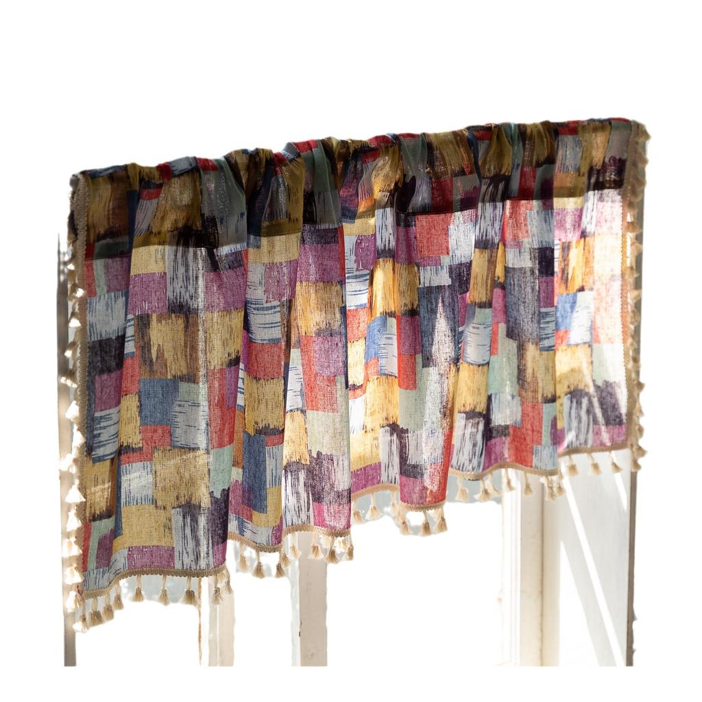 Short Curtain American Small Curtain Cabinet Curtain Privacy Half Curtain Short Curtain Pocket Color Coffee Curtain