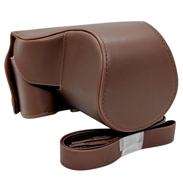 Полностью веганская кожаная сумка-чехол для камеры с ремешком For Canon PowerShot SX50 HS кофейный