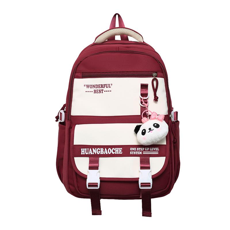 

Школьная сумка Color Block, женская, большая вместительная дорожная сумка, студенческий компьютерный рюкзак красный