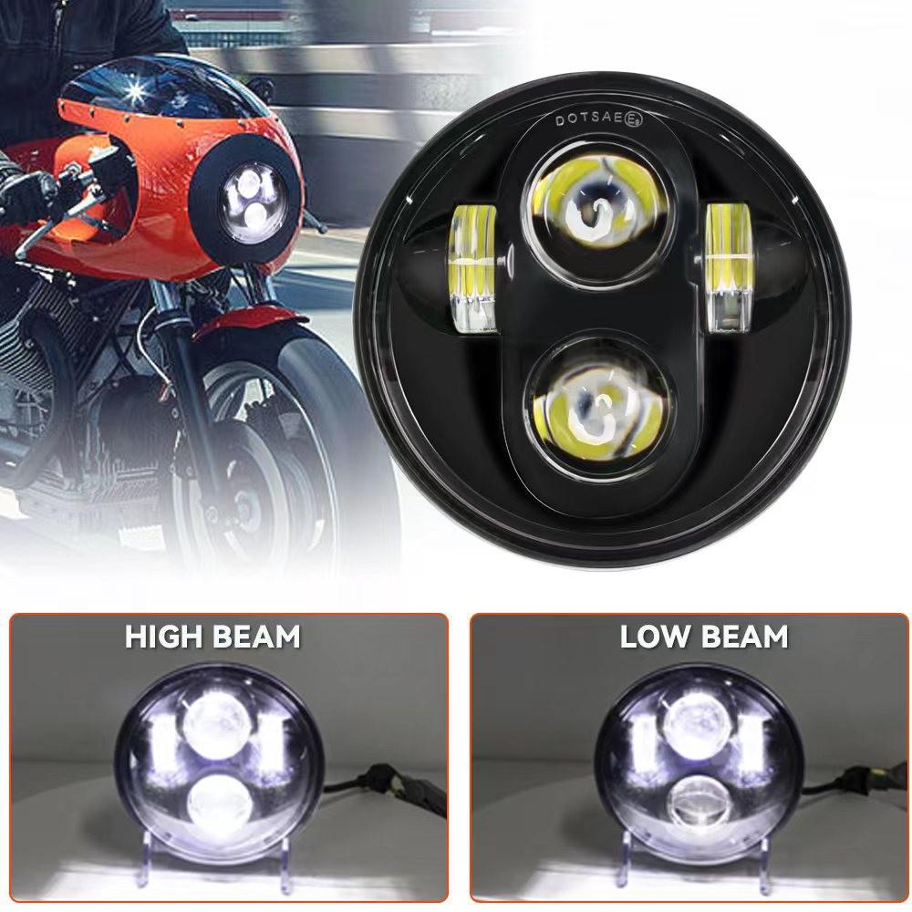 Harley Motorcycle 5.75  LED Headlight: Super Bright High/Low Beam Mod