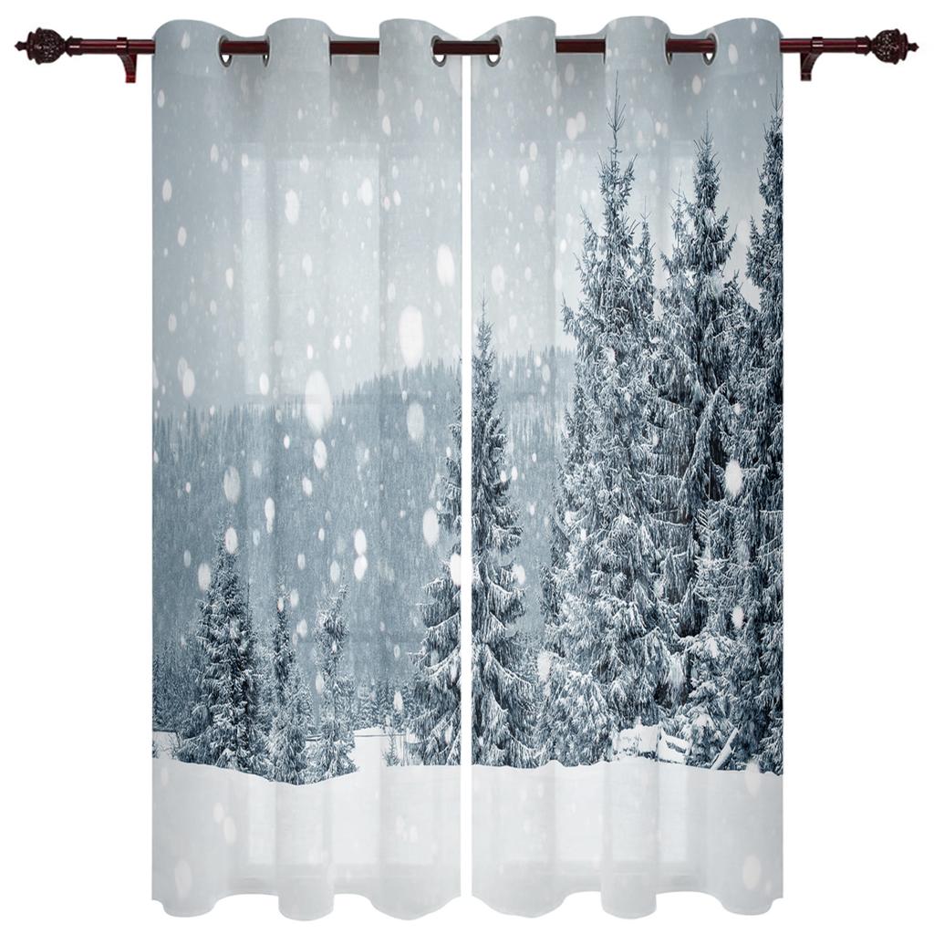 Borovicový les Sněhové vločky Okna Závěsy Obývací pokoj Luxusní dekorace Vánoční závěsy Ložnice Závěsy do kuchyně