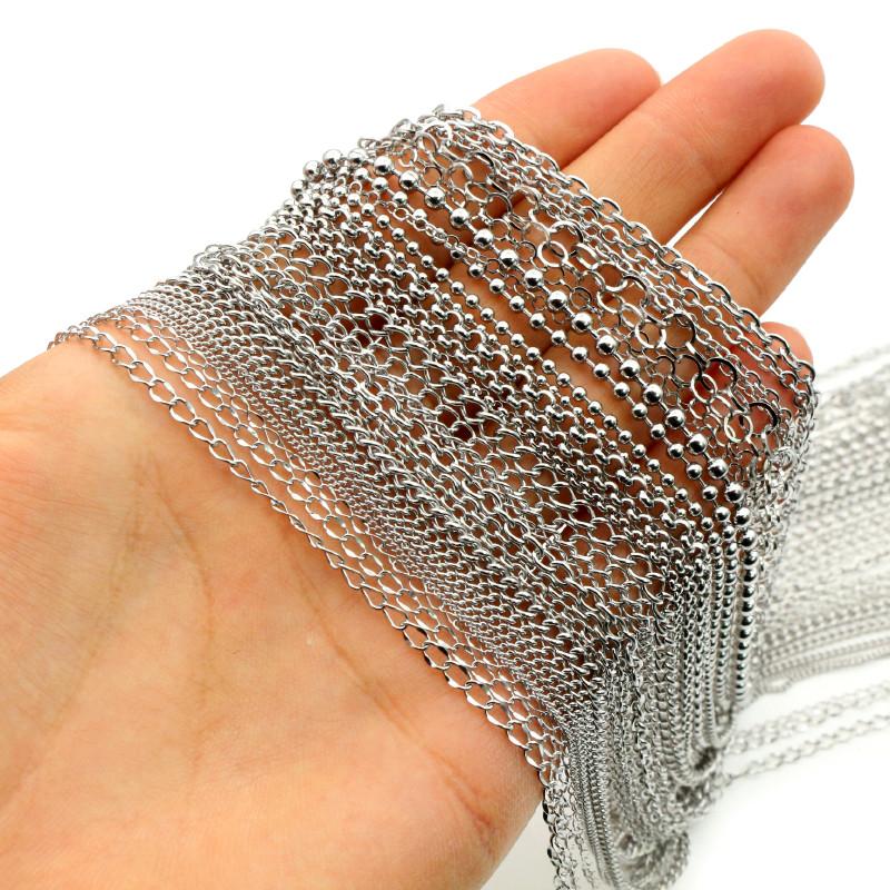 5 Meters/Lot Never Fade Stainless Steel Multi Styles Necklace Chains For DIY Jewelry Making Findings Accessories Handmade