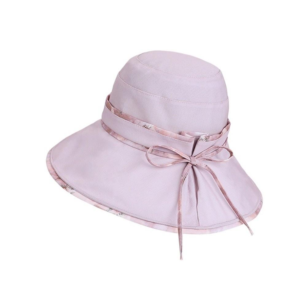 

Lace-up Design Bucket Caps 10cm Large Brim Sunshade Hat New Girls Basin Caps Beach Activities