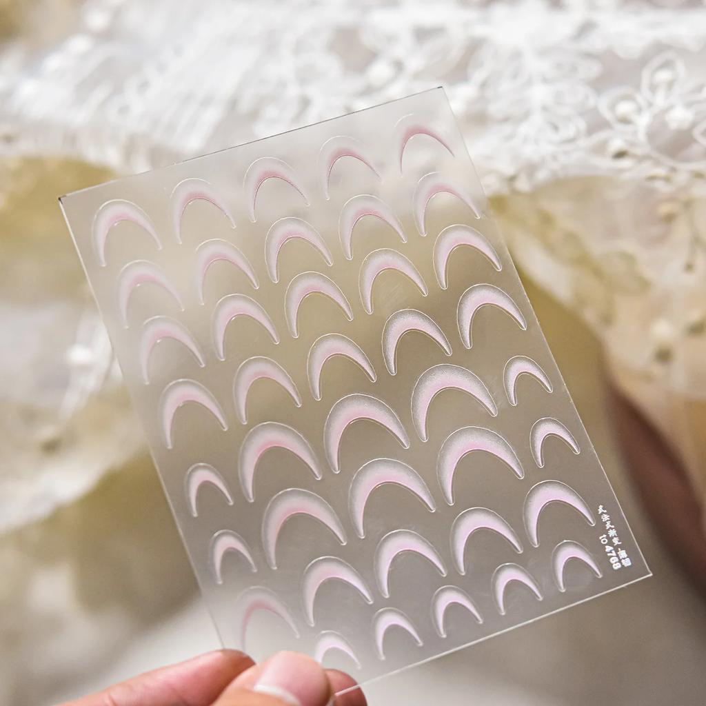 Punk Irregular Lines Metal Silver Stripe Lines Rhinestone 5D Nail Art Sticker Self Adhesive Decoration Manicure Decal DIY