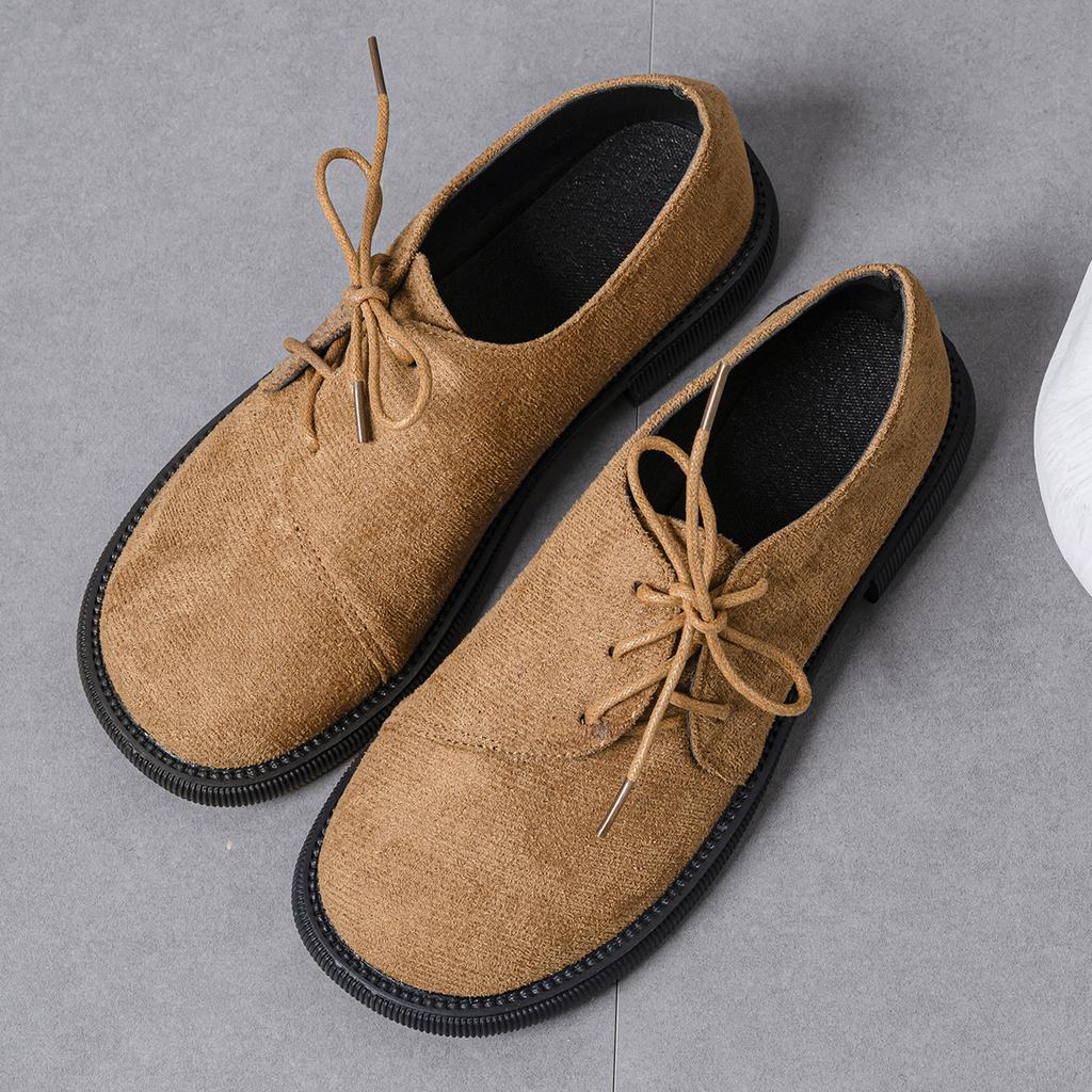 Large size platform four seasons new thick heel strap comfortable British style small leather shoes