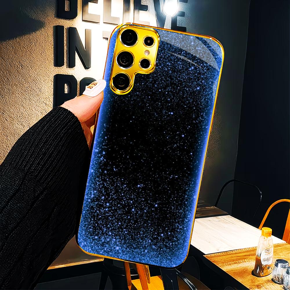 Blue Gold faddish cellphone new Bestseller model PhoneCase Glass PhoneCase for Samsung Galaxy S26 S25 S24 S23 S22 FE,Ultra,Plus