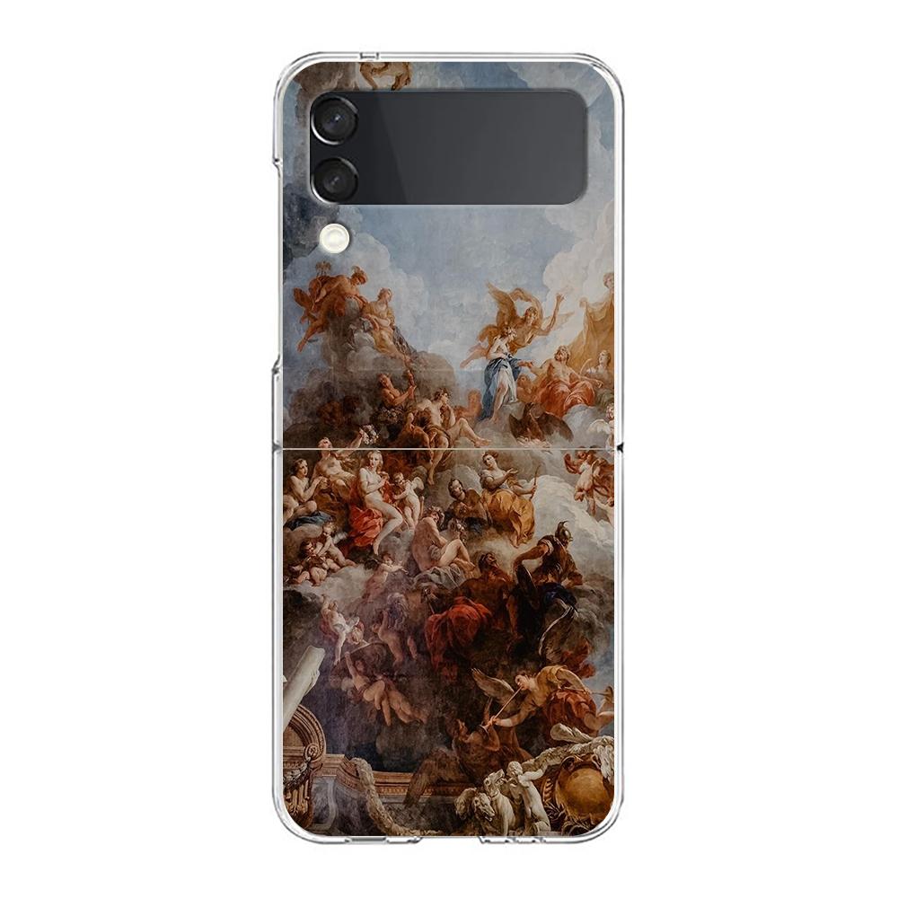 Renaissance Art Painting Phone Case For Samsung Galaxy Z Flip 3 4 5 Hard Folding Clear PC Bumper For Samsung Z Flip 6 Cover
