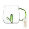 Kaktus / Mały Wieloryb Szklanka Trójwymiarowy Kształt Zwierzęcia i Rośliny Kubek do Kawy Mleka Napoju Słodki Przezroczysty Szklany Kubek