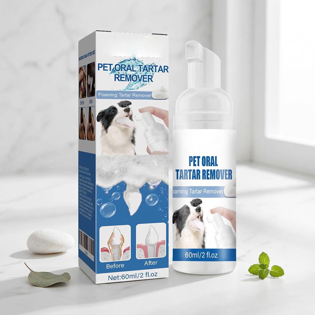 60ml Pet Oral Tartar Remover Spray Dogs And Cats Oral Cleanse Foams Dental Dirt Remover for Dogs & Cats Support Healthy Gums