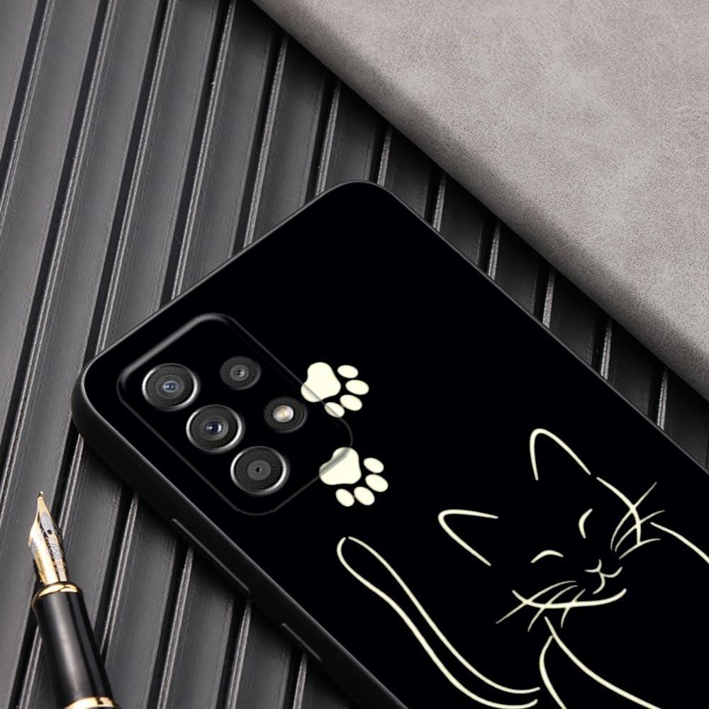 Funny Cute Cat Line Art Phone Case For Samsung Galaxy A57 A56 A37 A55 A36 A26 A54 A52 A35 A34 A25 A17 A16 A15 A07 A06 Soft Cover