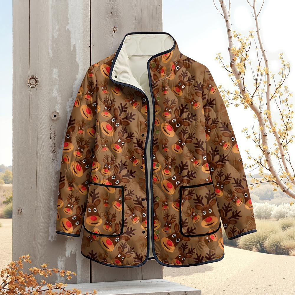 Nová bunda vícebarevné vzorové prvky B1 zipová mikina s kapucí zateplená zimní fleecová trendy vatovaná bunda