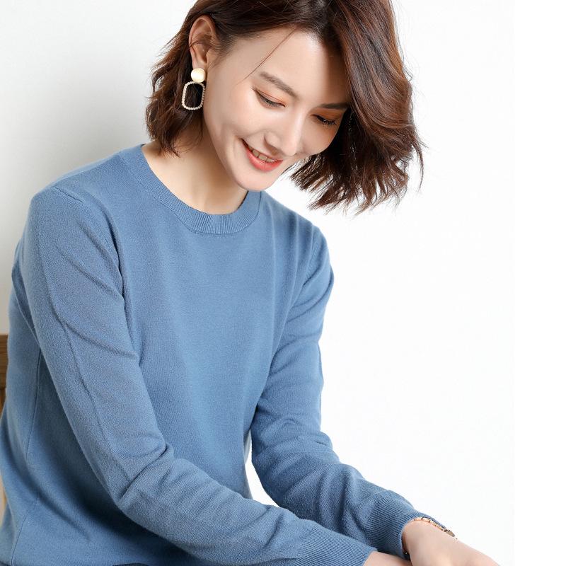 Women's Loose Fit Korean Style Round Neck Pullover Sweater, Versatile Base Layer for Spring and Autumn 2023