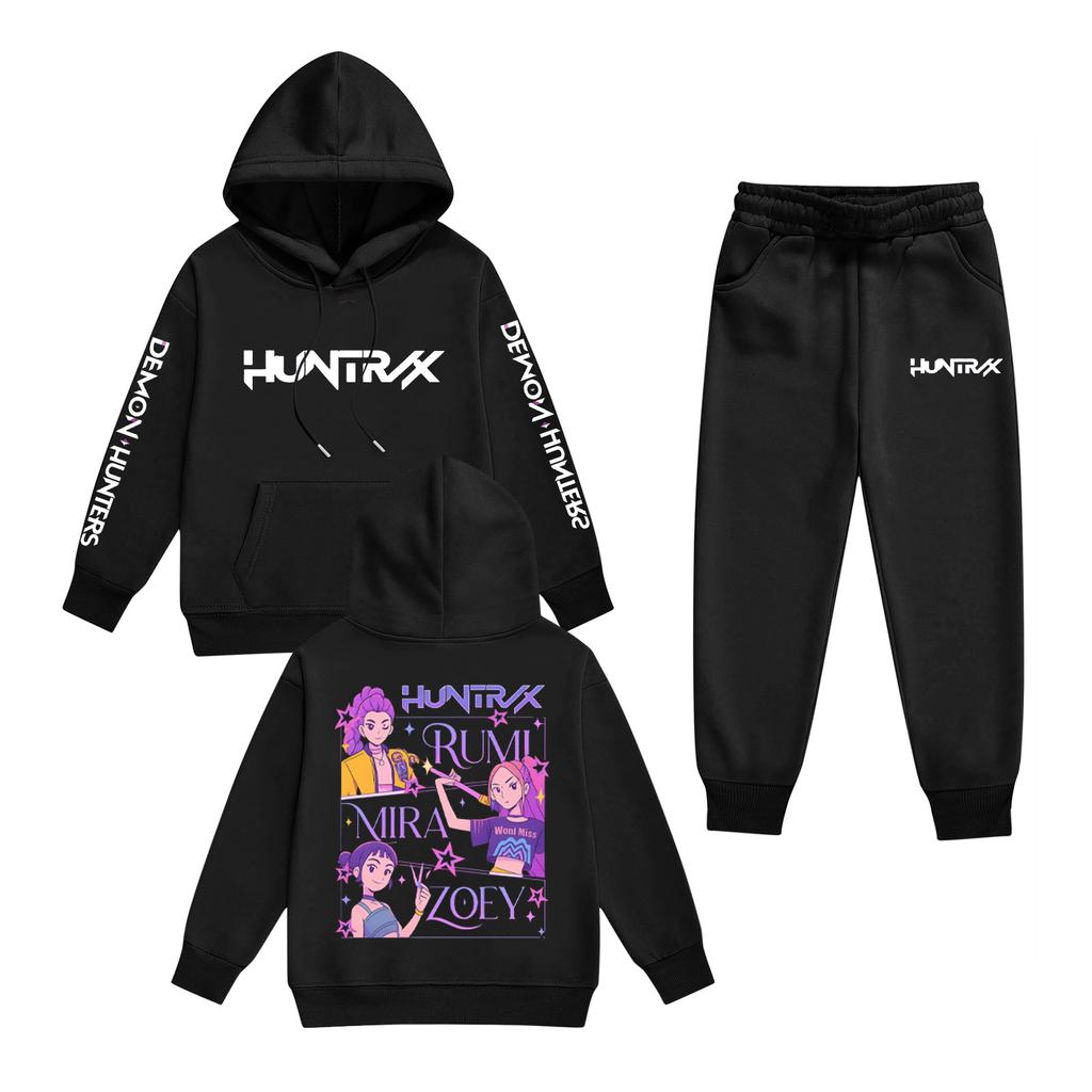 Kids' Long Sleeve Loose Pullover Letter Print Drawstring Hooded Sweatshirt Sweatpants Set